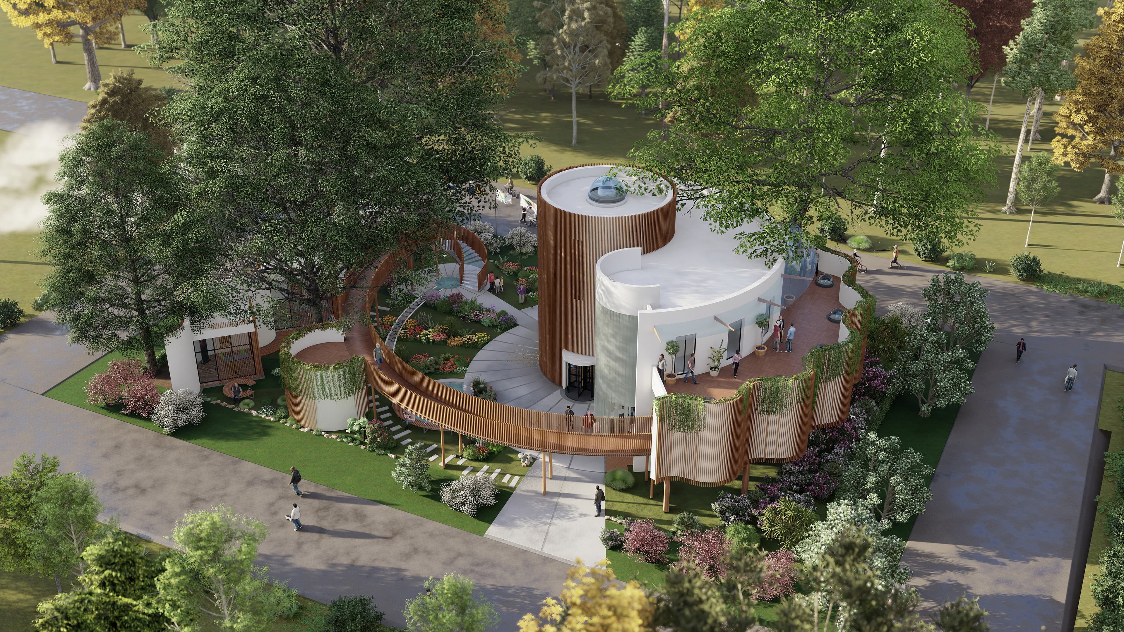 Artist impression van het nieuwe Huis van Vrede gebouw